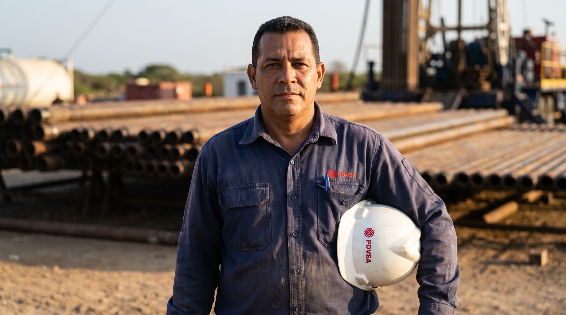 Supervisor con equipo de protección personal en locación de pozo